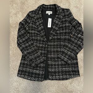 Elegant Black and White Tweed Blazer